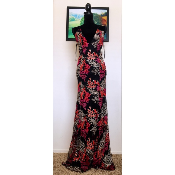 Jay Godfrey Embroidered Gown Maxi prom Dress - Picture 4 of 4
